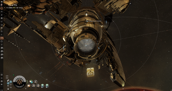 A ship is in the middle of undocking area